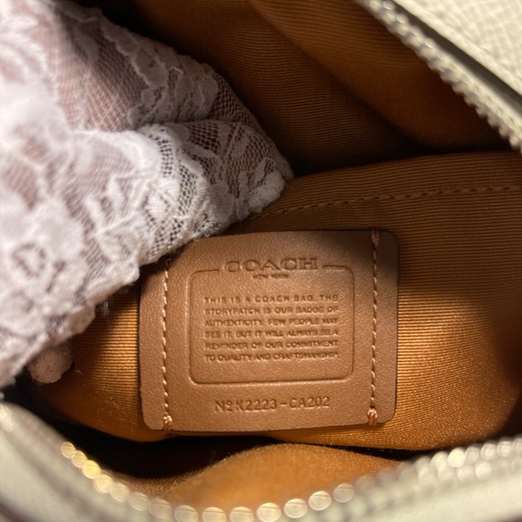 Coach Sydney Satchel Crossbody Lt. Sage Green Silver Logo Bag w/ pink cherry NWT - Picture 8 of 11